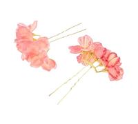 CHILDWEET Hochzeitshaarschmuck Brautfrisur mit Blumen Hanfu Haarspangen Rosa 1 Paar Legierung Seidenblumen für Braut und Hochzeitsfrisuren im japanischen Hanfu Stil