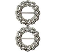 CHILDWEET Kleiderecken mit Knotenschnallen 2pcs silberne Taillenknöpfe mit Strass, modische Seidenschal Knotenschnallen als Dekoration für Damenshirts und Hüte