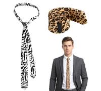 CHILDWEET Krawatten Bequeme und Praktische mit Zebra und Leopardenmuster 2 Stück Satin Festivalkrawatten für Besondere Anlässe und Täglichen Gebrauch