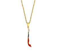 Chile Karte Halskette Ethnische Dekoration, Republik Chile Karte Anhänger Mit Flagge Ethnische Kleidung Accessoires Elegante Schlüsselbeinkette, Patriotisches Anhänger Geschenk, Gold, 45 Cm Kette