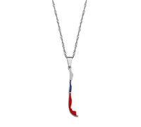 Chile Karte Halskette Ethnische Dekoration, Republik Chile Karte Anhänger Mit Flagge Ethnische Kleidung Accessoires Elegante Schlüsselbeinkette, Patriotisches Anhänger Geschenk,Silber,45Cm Kette