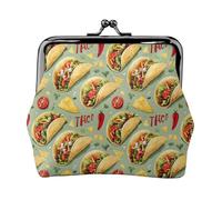Chili and Tomato Taco Print Coin Purse for Women, Kiss-lock Change Purse Wallets, Small PU Leather Coin Purses