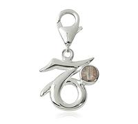Chili Creative® Charm Sternzeichen Anhänger Steinbock 18 mm, 925 Sterling Silber Mit Bergkristall Edelstein Für Armband Kette