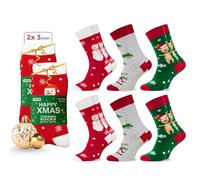 CHiLI Lifestyle Socks THERMO XMAS bunte Thermosocken 6 Paar warme Wintersocken Damen Herren, Größe:39/42