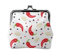 Chili Pepper Knoblauch-Münzgeldbörse, Kuss-Lock-Geldbörse, kleine Geldbörse aus PU-Leder für Damen