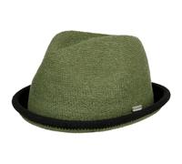 CHILLOUTS Boston Player Stoffhut Strickhut Sommerhut Trilby Damenhut Herrenhut Porkpie Pork Pie Damen/Herren - Frühling-Sommer Sommer - M (56-57 cm) Oliv-schwarz