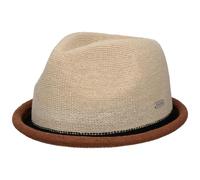 CHILLOUTS Boston Player Stoffhut Strickhut Sommerhut Trilby Damenhut Herrenhut Porkpie Pork Pie Damen/Herren - Frühling-Sommer Sommer - M (56-57 cm) Hellbeige