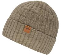 Beanie CHILLOUTS "Bruno Hat", Damen, beige, Rippstrick, Kunstfaser, unifarben, Mützen Beanie, mit dezentem Logo (68925156-0) beige