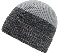 Beanie CHILLOUTS "Felix Hat", Herren, grau (dunkelgrau), Rippstrick, Baumwollmischung, mehrfarbig, meliert, unifarben, Mützen Beanie, in Two-Tone Optik mit Umschlag (50749618-0) dunkelgrau