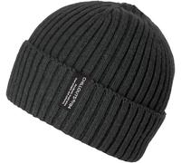 Beanie CHILLOUTS "Juri Hat", Damen, grau (dunkelgrau), Rippstrick, Baumwollmischung, unifarben, casual, Mützen, Mit breitem Umschlag (31909552-0) dunkelgrau