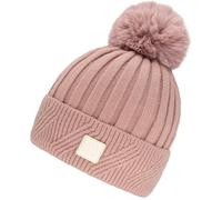 Bommelmütze CHILLOUTS, Damen, rosa (rose), Feinstrick, Baumwollmischung, unifarben, Mützen, mit elastischem Bündchen (23586904-0) rose