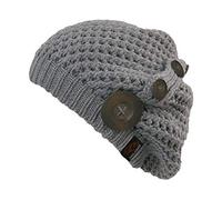 CHILLOUTS Originale Mütze Nelly - Damen Mütze mit Knöpfen in wundervollem Strick verarbeitet in 7 Farben - Übergangs- und Wintermütze, Farbe:Grey (NEL 02)