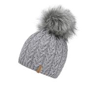 Bommelmütze CHILLOUTS "Tabea Hat" grau (grey) Damen Mützen Bommelmützen Abnehmbarer Fellimitat-Pom Pom, Zopfmuster (66974915-0)