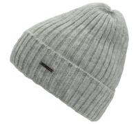 Beanie CHILLOUTS "Tuva Hat", Damen, grau (light grau), Obermaterial: 57% Polyacryl, 34% Wolle, 5% Polyamid, 4% Polyester, unifarben, Mützen, in flexibler Passform ca. 53-62 cm, klassisches Rippstrick-