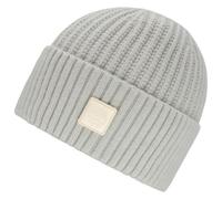 Strickmütze CHILLOUTS "Denise Hat", Damen, grau (light grau), Strick, Materialmix, unifarben, Mützen Strickmütze, mit sichtbarem Logo-Patch (92572745-0) light grau