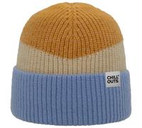 Beanie CHILLOUTS "Natascha Hat", Damen, curry, blau, Materialmix, colorblocking, casual, Mützen, flexibel ca. 53-62 cm für eine optimale Passform (86245963-0) curry, blau