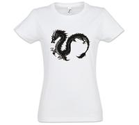 Chinese Dragon III Damen T-Shirt - Drache Fantasy Tattoo Monster Drachen Japanese Asia Medieval LARP Monster Dungeons Knight Oldschhool Flash Größen XS - 2XL
