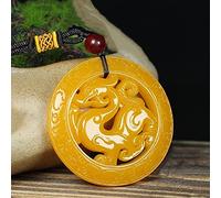 Chinesische grüne Jade antike Drache Jade anhänger schmuck glücklicher exorcise böse girren amulett Jade anhänger Jade feine schmuck (Gem Color : Yellow)