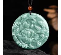 Chinesische natürliche Smaragd Pfingstrose Blume Elster Jade Anhänger Halskette