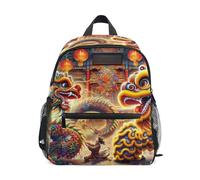 Chinesischer Drache Kleinkind Rucksack für Jungen Mädchen, Mini Reise Buch Tasche mit Namensschild Kinder Schulrucksäcke, Chinese Dragon 2, 6-8 Years, Niedliche Rucksäcke