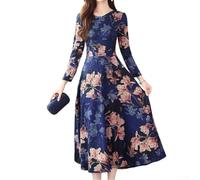 Chinesischer langer Rock Cheongsam Kleid für Frauen Zeitlose Garderobe Ergänzung (XXL Blau)