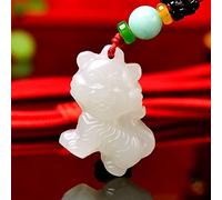 Chinesischer Sternzeichen-Jade-Anhänger, Amulett-Charme, Schmuck, weiß, chinesische Mode, Herren-Geschenke, Halskette, geschnitzt, Damen-Jadeit (Gem Color: Tiger)