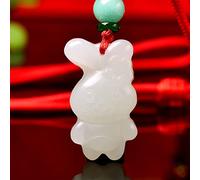 Chinesischer Sternzeichen-Jade-Anhänger, Amulett-Charme, Schmuck, weiß, chinesische Mode, Herren-Geschenke, Halskette, geschnitzt, Damen-Jadeit (Gem Color: Rabbit)