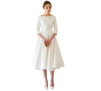 Chinesisches Kleid - Elegante Frauen China Satin Tee Länge Mit Ärmel Einfache Brautkleider Für Besondere Anlässe Plus Szie Arbeitskleid Büro Dressing,Wie Abgebildet,M