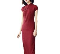Chinesisches Kleid Für Damen - Sommer, Traditionelles Chinesisches Cheongsam, Damen Und Mädchen, Baumwolle, Leinen, Retro-Kleid, Qipao, Figurbetont, Sexy, Kurze Vintage-Kleider, Stil B, 3XL