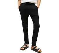Chinohose TOMMY HILFIGER "HARLEM PO SORONA LINEN", Herren, Gr. 34, Länge 32, schwarz, Web, Obermaterial: 71% Leinen, 29% Polyester, gerade, unten schmal lang, Hosen Chinohose, Tapered Leg Fit, aus Lei