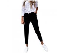 Chino Damen Hose Cropped 7/8 Hose Sommer Chinohose Stretch Elegant Slim Fit Stoffhose Frauen Elegante Hosen Skinny Damenhose Sommerhose Hose (Schwarz, L)