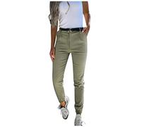 Chino Damen Hose Cropped 7/8 Hose Sommer Chinohose Stretch Elegant Slim Fit Stoffhose Frauen Elegante Hosen Skinny Damenhose Sommerhose Hose (Green, L)