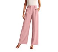 Chino Hose Damen - Frauen Weites Bein Hose Für Frauen Arbeit Business Casual Hoch taillierte Anzughose Fließende Hose Büro mit Taschen Luftig Strandhosen