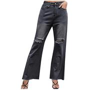 Chino Hose Damen Stretch Sweathose Damen Hose Damen Schwarz High Waist Einfarbiges Schlagjeans Mit Taschen Baggy Y2K Jeans Regular Fit Haremshose Skinny Jeans Yogahose Damen (Dunkelgrau, Xxl)
