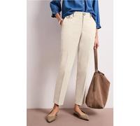 Chinohose STREET ONE, Damen, Gr. 46, Länge 28, beige (silkstone weiß), Web, 97% Baumwolle, 3% Elasthan, unifarben, comfort fit normal, Hosen Chinohose, soft (65775344-46) silkstone weiß