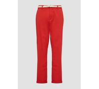 Chinohose S.OLIVER, Damen, Gr. 44, N-Gr, rot, Web, Obermaterial: 98% Baumwolle, 2% Elasthan, unifarben, casual, lang, Hosen, mit Gürtel (30045754-44) rot