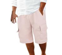 Chino-Shorts für Herren, mehrere Taschen, einfarbig, kurz, elastisch, gerader Schnitt, leichte Halfhose, lockere Passform, Komfort, Sweatshorts, Sommer, Sporthose für den Alltag, Urlaub, S-3XL, rose
