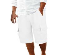 Chino-Shorts für Herren, mehrere Taschen, einfarbig, kurz, elastisch, gerader Schnitt, leichte Halfhose, lockere Passform, Komfort, Sweatshorts, Sommer, Sporthose für den Alltag, Urlaub, S-3XL, weiß
