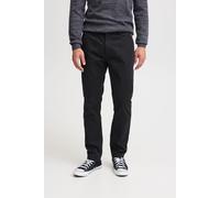 Chinohose BLEND "BHKainz", Herren, Gr. 33, Länge 32, schwarz, Web, 98% Baumwolle, 2% Elasthan, unifarben, regular fit lang, Hosen Chinohose, Stoffhose mit Gürtelschlaufen und Leder-Details - Regular F