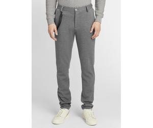 Chinohose BLEND "BHWalton", Herren, Gr. 33, Länge 32, iron gate, Web, 50% Baumwolle, 48% Polyester, 2% Elasthan, unifarben, regular fit normal, Hosen Chinohose, Strukturierte Stoffhose mit Lederkette 