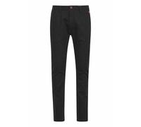 Chinohose BLEND "BHKainz", Herren, Gr. 34, Länge 32, schwarz, Web, 98% Baumwolle, 2% Elasthan, unifarben, regular fit lang, Hosen Chinohose, Stoffhose mit Gürtelschlaufen und Leder-Details - Regular F