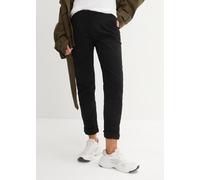 Chinohose BONPRIX, Damen, Gr. 42, N-Gr, schwarz, Twill, Obermaterial: 98% Baumwolle, 2% Elasthan, unifarben, washed, regular fit lang, Hosen Chinohose, schmale Form, mit Bundfalten und praktischen Tas