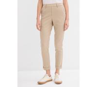 Chinohose BONPRIX, Damen, Gr. 52, N-Gr, sand (länge: regulär), Web, Obermaterial: 66% Polyester, 33% Viskose, 1% Elasthan, regular fit, Hosen Chinohose, aus weichem Obermaterial mit Viskose-Anteil, mi
