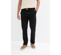 Chinohose BONPRIX, Herren, Gr. 52, N-Gr, schwarz, Web, Obermaterial: 98% Baumwolle, 2% Elasthan, regular fit, Hosen Chinohose, aus Baumwolle mit Elasthan-Anteil, seitlicher Gummizug in der Taille (382