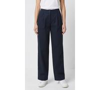 Chinohose BOSS ORANGE "Taquina Premium Damenmode", Damen, Gr. 44, N-Gr, blau (dunkelblau 408), Twill, Obermaterial: 98% Baumwolle, 2% Elasthan, unifarben, loose fit lang, Hosen Chinohose, in lockerer