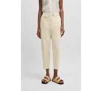 Chinohose BOSS ORANGE "Taschina-D Premium Damenmode", Damen, Gr. 38, N-Gr, beige (open beige 287), Web, Obermaterial: 97% Baumwolle, 3% Elasthan, unifarben, relaxed fit lang, Hosen Chinohose, mit Logo