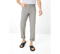 Chinohose BRAX "Style COOPER", Herren, Gr. 42, Länge 32, grau (hellgrau), Web, 67% Leinen, 30% Baumwolle, 3% Elasthan, Hosen Chinohose (91269119-42) hellgrau