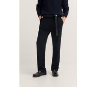 Chinohose BUGATTI "Cozy Times", Herren, Gr. 32, Länge 30, blau (380, marine), 68% Polyester, 28% Viskose, 4% Elasthan, unifarben, gerade, unten schmal, Hosen Chinohose, Tapered Fit mit Soft Touch (699