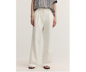 Chinohose BUGATTI "Gerader Beinverlauf", Damen, Gr. 44, Normalgrößen, 20, ecru, 55% Baumwolle, 42% Polyester, 3% Elasthan, unifarben, gerade, Hosen Chinohose, mit doppelter Bundfalte (64033156-44) 20,