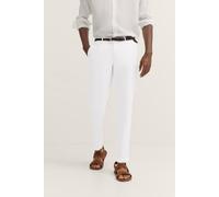 Chinohose BUGATTI, Herren, Gr. 36, Länge 32, weiß (10, weiß), 97% Baumwolle, 3% Elasthan, unifarben, gerade, unten schmal, Hosen Chinohose, mit praktischen Gürtelschlaufen (22423213-36) 10, weiß